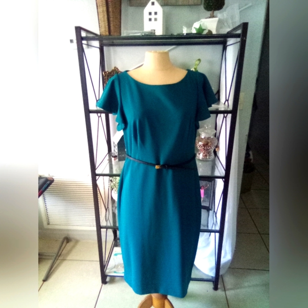 Calvin Klein blueish green  belted dress